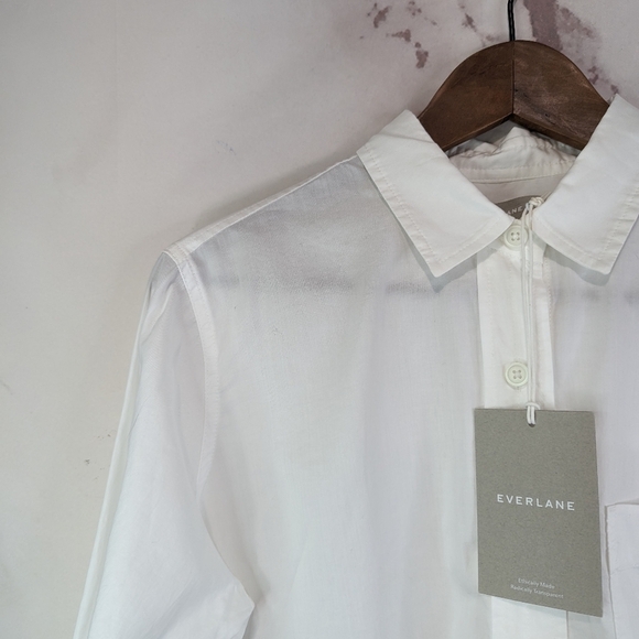 Everlane Shirt Womens White Button Up The Silky Cotton Way Short Crop - Picture 3 of 12